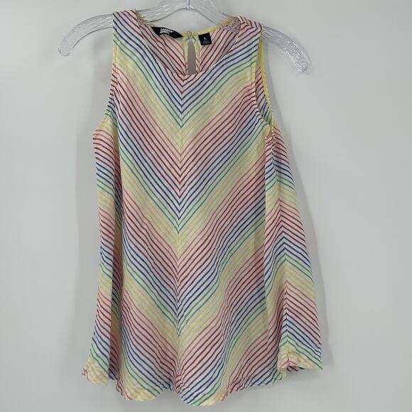 Lands End Rainbow Stripe Shirt 100% Linen Womens Small Sleeveless Blouse - Picture 1 of 8